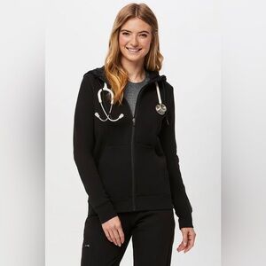 Figs Black Women's Zip-Up Hoodie